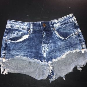 Acid wash jean shorts